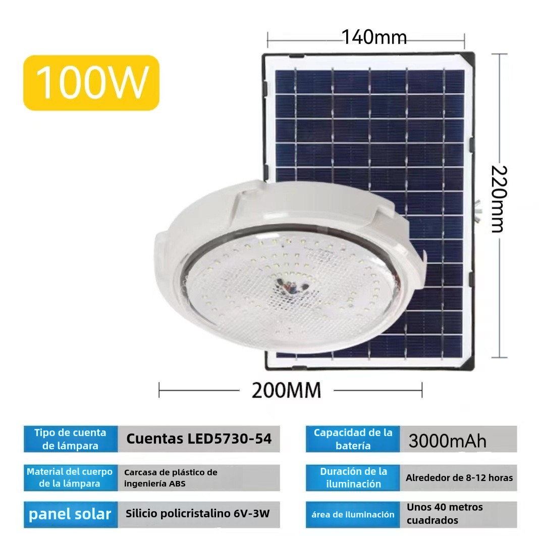 Lámpara Solar para Interior y Exterior, Luz de Techo Ultra Brillante para Hogar, Balcones y Pasillos