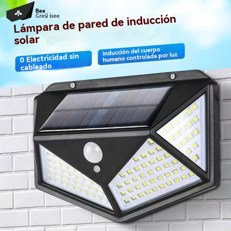 Panel solar, plano de planta para interior y exterior, asientos al aire libre.